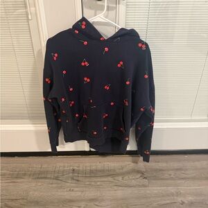 Cherry Print Navy Hoodie